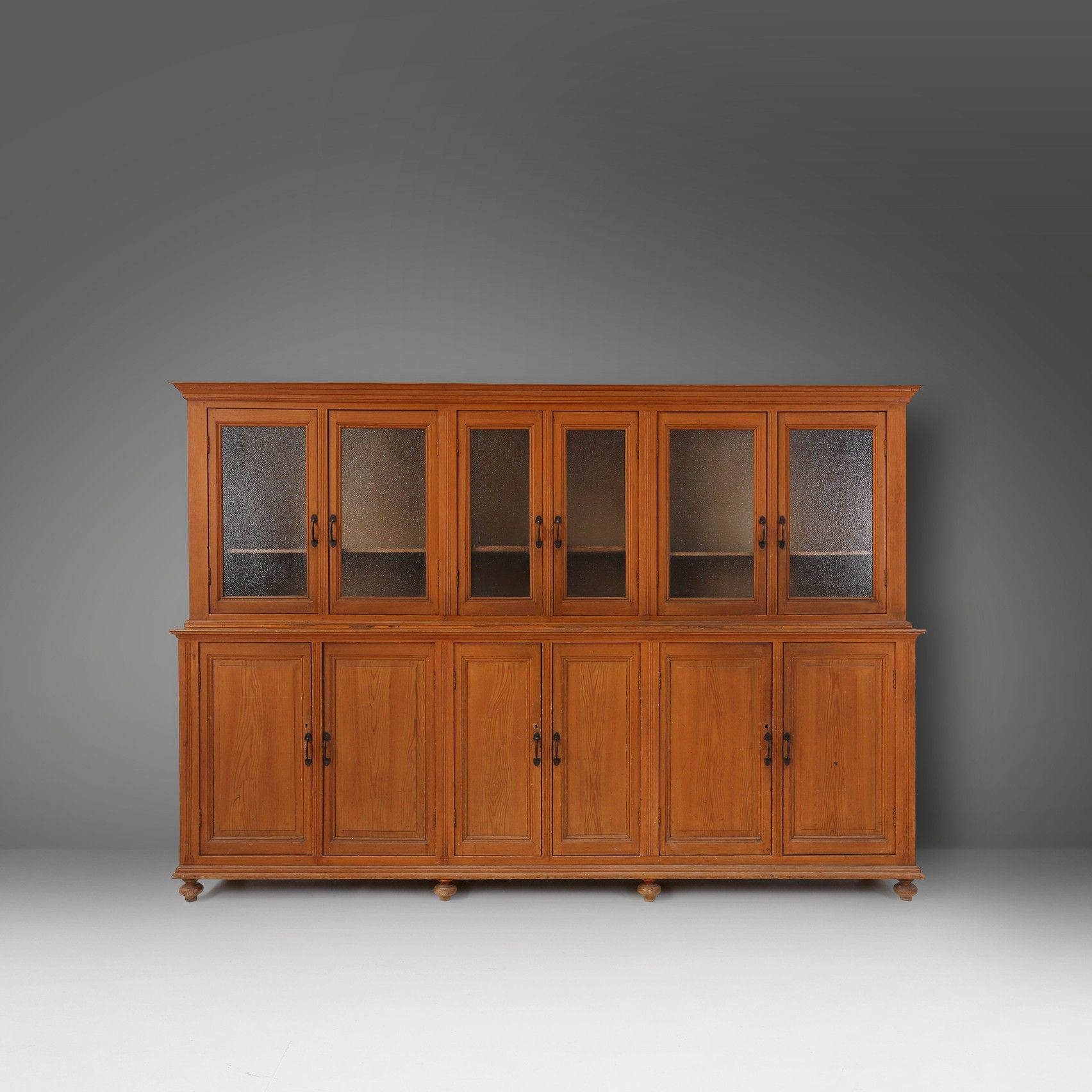 Impressive 12 doors monastery or display cabinet in pine, Belgium, 1890-img
